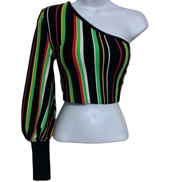 Fashion Nova One Shoulder Puff Sleeve Sweater Womens Size M - Picture 2 of 8